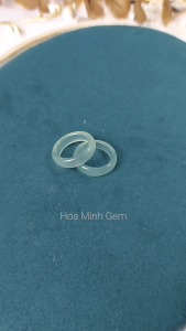 Nhẫn đá Mã Não màu xanh ngọc phớt nhẹ thời trang size đường kính 17.5mm dày nhẫn 5.7 li | Hoa Minh Gem