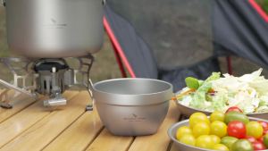 Boundless Voyage 500มิลลิลิตรคู่กำแพงไทเทเนียมชามข้าวโอ๊ตอาหารข้าวซุปภาชนะเบาตั้งแคมป์กลางแจ้งบนโต๊ะอาหาร