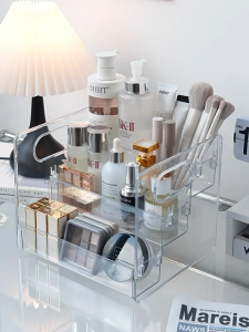 Desktop Makeup Organizer Storage Box Acrylic Display Stand Cosmetic Organiser Perfume Skincare Shelf