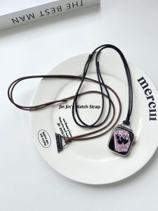 Oil Wax Rope Necklace for Apple Watch S10 Iwatch Anti Loss Lanyard Smart Watch Band Compatible with Apple Watch 9 8 7 SE