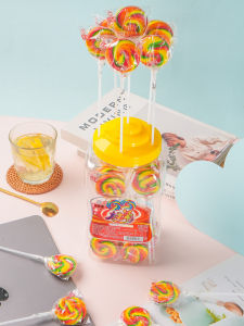 Rainbow Lollipops Bucket Colorful Candy Snacks for Childrens Day Festival Gift Cute High Aesthetic Value Golden Pea Seed Brand