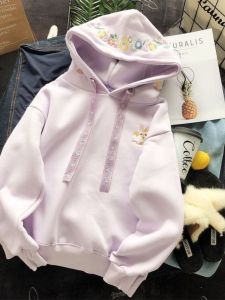 Girls Pure Cotton Sweatshirt Rabbit Embroidery Spring Autumn Loose Long Sleeve Casual Fashionable Top for Middle Large Children