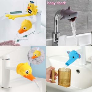 Animal Water Tap Faucet Extender Cartoon Yellow Duck Shark Saving Silicone Faucet Extension Tool Kid Washing Hand Helper Gift