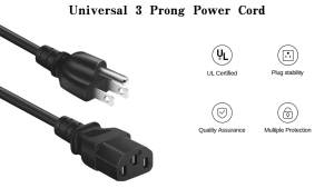 AC Power Cord Compatible with Horizon Fitness Treadmills Ellipticals Universal 3 Prong Power Cable Replacement 6 Feet