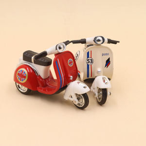 Q Version Cure Mini Retro Little Sheep Alloy Motorcycle Model Japanese Sudden Three-Wheel Pedal Car Toy