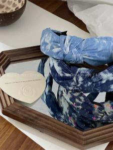 หมวกคล้องผมผ้าเดนิมพิมพ์ลาย Tie Dye ดีไซน์ใหม่ หมวกคล้องผมสไตล์ฝรั่งเศส หมวกคล้องผมแฟชั่นอเนกประสงค์ หมวกคล้องผมผ้าลายดอกไม้