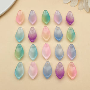 20/50pcs 20x11mm Floral Petal Lampwork Crystal Glass Loose Top Drilled Charms Pendants Beads for Jewelry Making DIY CraftsFlower