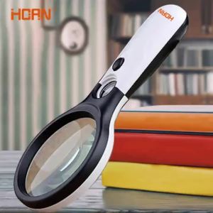 White Magnifying Glass Handheld 45X Magnifier With 3 LED Light For Reading Magnifying Glass Jewelry Loupe