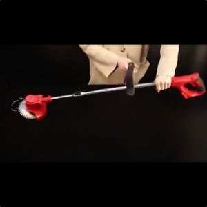 Cordless Grass Trimmer 21V Electric Lawn Mower with Adjustable Cutting Head and Wheels - Portable Garden Pruning Tool for Garden Maintenance