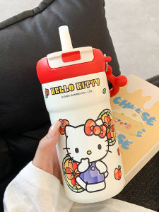 Hellokitty แก้วน้ำอุ่นขนาดใหญ่สำหรับผู้หญิง ดีไซน์น่ารัก พร้อมสติ๊กเกอร์ดื่ม แก้วน้ำสแตนเลส 316 ที่ทนทานต่อการย้อมคราบและทำความสะอาดได้ง่าย