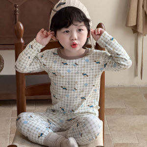 Cotton Spandex Seamless Kids Thermal Set For Autumn