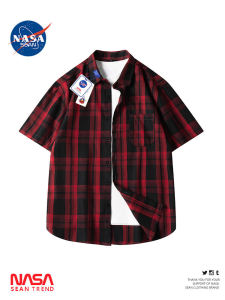 Wassup Panda Summer New Mens Loose Casual Plaid Shirt Short Sleeve Fashion Outerwear Classic Style Polyester Cotton Blend