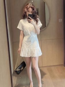 YIKEMAI | French Audrey Hepburn Style Plus Size Aesthetic Waist-Cinching Short Dress