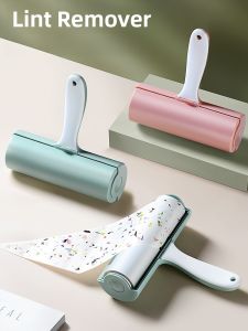 Powerful Flip Cover Tape Roller Strong Adhesive Hair Remover Brush Home Use Bedding Clothes Cat Hair Cleaning Tool