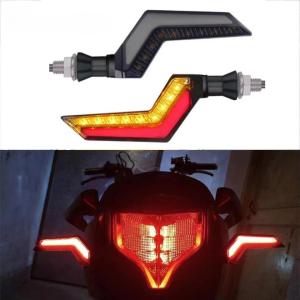 Motorcycle Indicators 12V LED Turn Signals with Running/Flowing Water Tail Daytime Running Light Flashing Turn Signal Lights