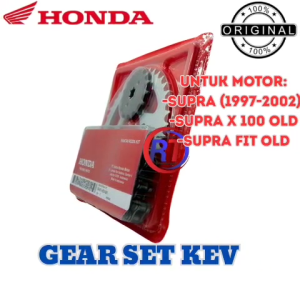 GEAR SET+RANTAI KODE KEV ORIGINAL KUALITAS ASLI HONDA AHM UNTUK MOTOR SUPRA FIT LAMA SUPRA X 100 OLD