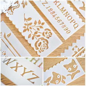 Creative long strip painting template set reusable painting templates DIY handmade decorative hollow pattern painting template