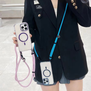 Compatible with MagSafeMagnetic Slim Fit Shockproof Protective Phone Case For iPhone 16 Pro Max 15 Pro 14 Plus iPhone 13 Pro Max 12 Pro Case with Detachable Lanyard Strap Crossbody iphone Cover