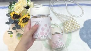Avinas 350ml Portable Pearl Coffee Cup Double Drinking Cup High-value Water Cup Portable Straw Cup