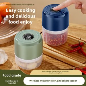 Mini Wireless Garlic Press Cross-Border Electric For Home Small Garlic Powder Crushing Cuisine Meat Grinder Cut Large Mashed Garlic Stir