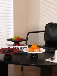 Minimalist Textured Pedestal Fruit Tray Stable Base Elegant Design Perfect For Coffee Table Serving Fruits Snacks Desserts〔YY32〕