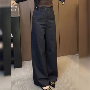Chic Elegant Slim Wide Leg Pants Spring Office