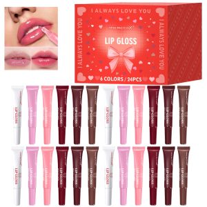 Premium gift set 24PCS/box Lip gloss set Long-lasting moisturizing Lip color modification Perfect gift for women Valentine’s Day