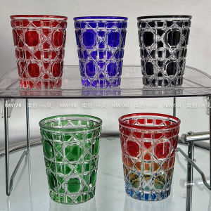 Cốc Thủy Tinh Pha Lê Sang Trọng Thủ Công Retro Cốc Nước Cốc Trà Cốc Sữa Hình Chữ Nhật Phong Cách Châu Âu Cốc Thủy Tinh Gia Dụng