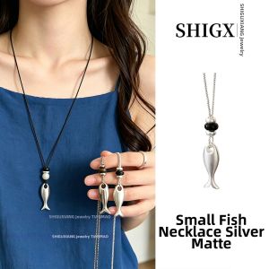Luxury Elegance Matte Fish Pendant Long Necklace