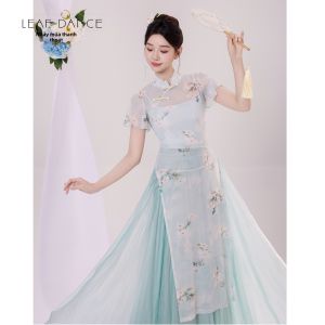 LEAF DANCE | Trang Phục Múa Cổ Điển Phong Cách Trung Quốc In Voan Chất Liệu Dày Mỏng Qipao