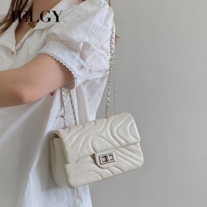 Ielgy Thêu Dây Xích Khóa đeo vai thời trang túi đựng tài liệu