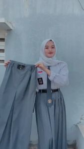Rok Sekolah SMA/SMK rempel panjang non karet Rok Seragam SMA/SMK lipit Rok Abu-abu Rempel