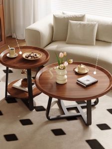 โต๊ะรองเท้ากันน้ำขนาดเล็ก โต๊ะรองเท้าโซฟาแบบเคลื่อนที่ โต๊ะเครื่องแป้งขนาดเล็ก โต๊ะทรงกลมสำหรับใช้ในบ้าน ไม้ พื้นผิวเทียม