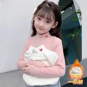 เสื้อชั้นในเด็กผู้หญิง ขนแกะสองหน้า อบอุ่น แขนยาว คอกลม สำหรับฤดูใบไม้ร่วงและฤดูหนาว เสื้อผ้าเด็ก เสื้อผ้าเด็ก