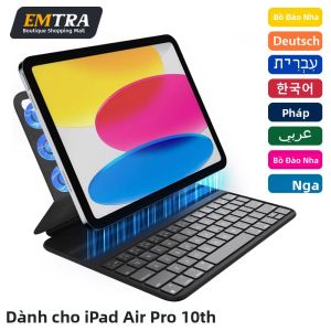 Bàn Phím Từ Tính EMTRA Magic Dành Cho iPad Thế Hệ Thứ 11 10 Ốp Lưng Thông Minh Bluetooth Với Hỗ Trợ Ngôn Ngữ Tiếng Tây Ban Nha Cho iPad Air 4 5 6 Pro 11 13