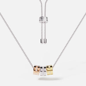 Celebrity Style Rose Gold Morse Code Necklace