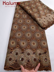 2025 Luxury African Cotton Lace Fabric High Quality Nigerian Cotton Lace Fabric With Stones Embroidery For Sewing Cloth F4320