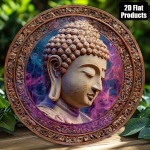 Round Guanyin Buddha Wall Decor - Vintage Chinese Zen Aluminum Sign for Home Office