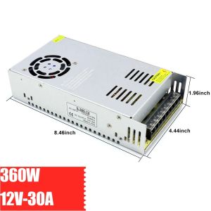【24 hours shipping】LED Power Adapter Lighting Transformer AC 100V-240V To DC 12V 360watts Switching Power Supply 10A 20A 30A LED Driver