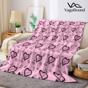 BILIBILI | Pink Lace Arrow Heart Flannel Blanket Warm Soft Halloween Christmas Decorative Couch Warm Cozy All-Season Gift