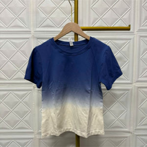 Áo thun nữ tập gym yoga aerobic thể thao ngắn tay phủ bụng chất liệu thun dệt kim ombre thoáng mát BINSPORTS A302