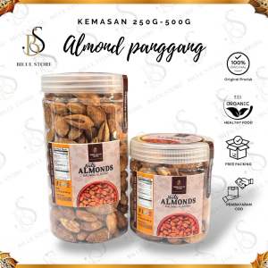 Almond panggang kemasan 250gr-500gr