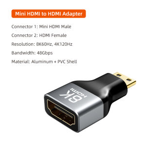 CABLETIME 8K Mini HDMI Adapter 4K 120Hz/144Hz Male to Female Converter MINI HDMI to HDMI for PS4/5 HDTV Laptop