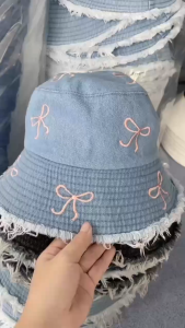 Mũ vành tròn tua rua - Nón bucket nữ thêu Nơ tua cực xinh - đậm chất cá tính nữ - thời trang trẻ