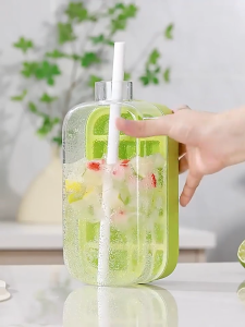 Ice Cube Cup Transparent Ice Summer Ice Cube Molds with Straw Portable Cup 800/500ml Transparent Reusable Ice Trays for Cold Beverages DIY Cocktail & Iced Coffee