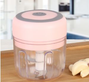 Máy xay tỏi ớt mini tiện lợi Pin có thể sạc lại nhựa ABS 2 cối 100ml + 250ml 2 lưỡi dao thép 304 không gỉ