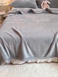 CASA Coral Fleece Cartoon Blanket Super Soft  Blanket Office Nap Blanket Flannel Solid  Checkered Blanket Warm And Thick Quilt