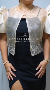 HABLON Filipiniana Modern Bolero Sampaguita Embroidery Pinya Venusia Fabric Cream Off White Classy Elegant Traditional Mestiza Sleeves