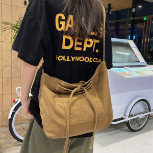 Mori Style Washed Soft Canvas Shoulder Bag Retro Minimalist Crossbody Bag Womens Large Capacity Student Messenger Bag Mens Fashion