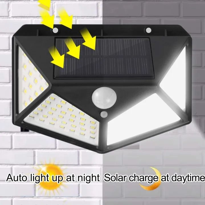 Outdoor 100LED Solar Courtyard Wall Lamp with Four Sides Emitting Solar Light Human Sensing Waterproof Outdoor Lighting Street Lamp